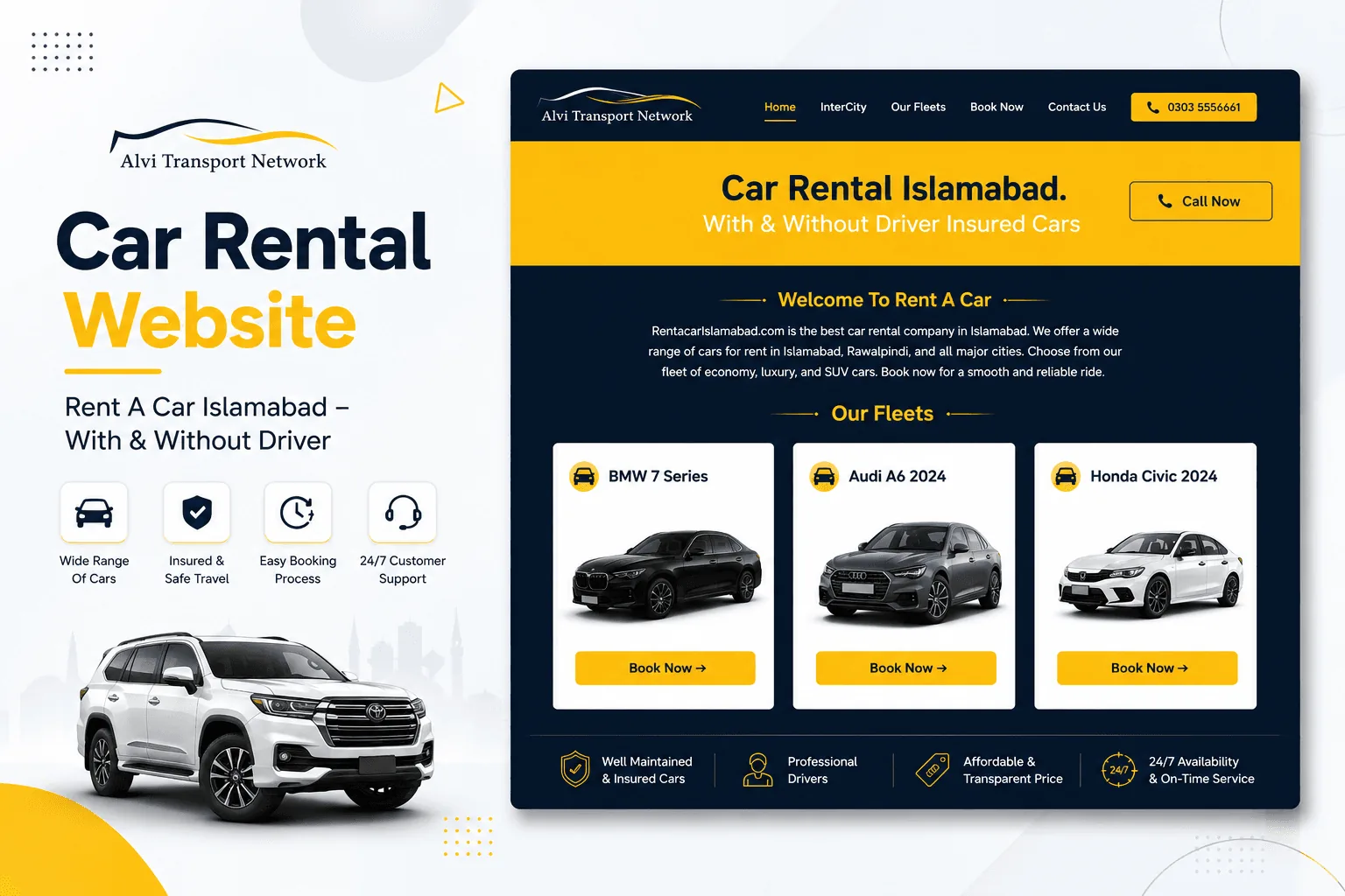 Small Business Websites 1 Alvi Transport car rental booking website built by Devsio