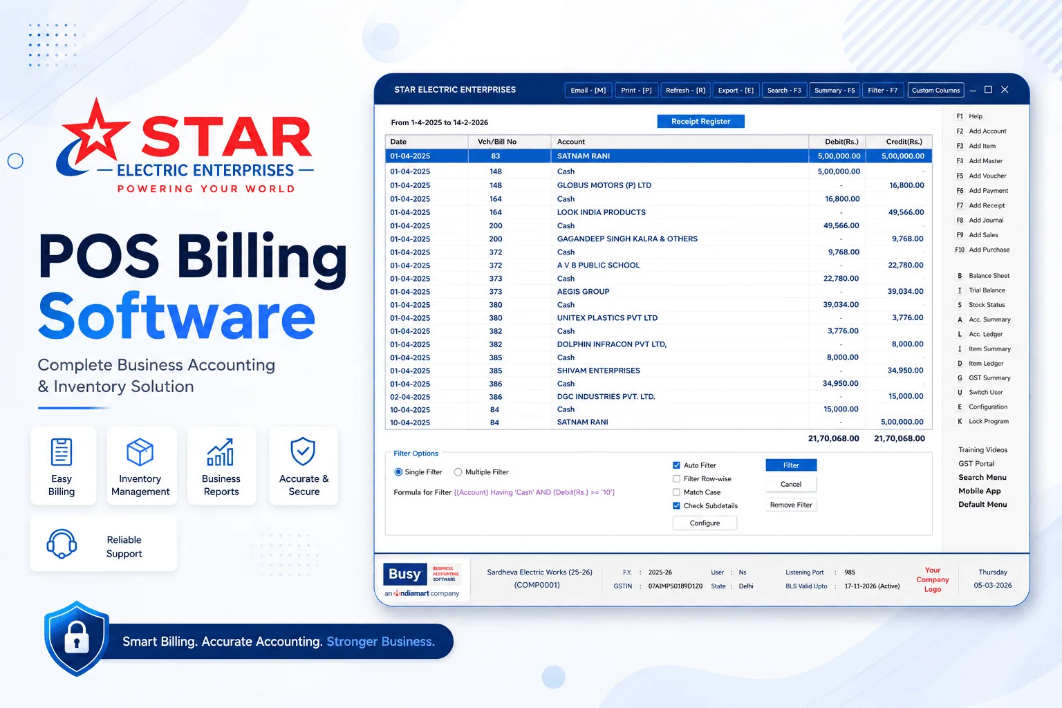 Small Business Websites 3 Star Electric custom POS and inventory software